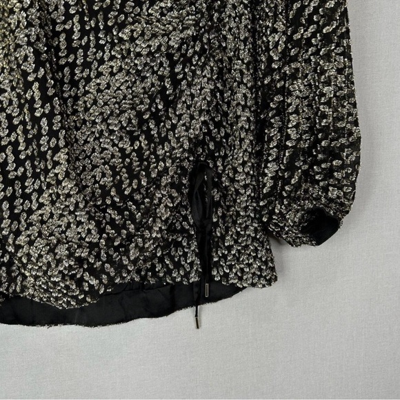 House of CB Medium Metallic Silk Arianna Draped Plunge Mock Wrap Ruched Holiday - Picture 9 of 16